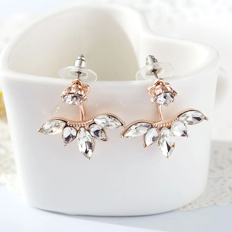 

Cubic Zirconia Flower Stud Earrings For Women Girls Rose Retro New Alloy Female Small Earring Fashion Ear Jewelry Brinco