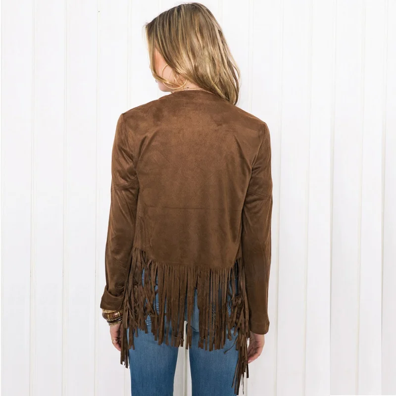 Женский кардиган с длинным рукавом Повседневный свитер бахромой верхняя одежда