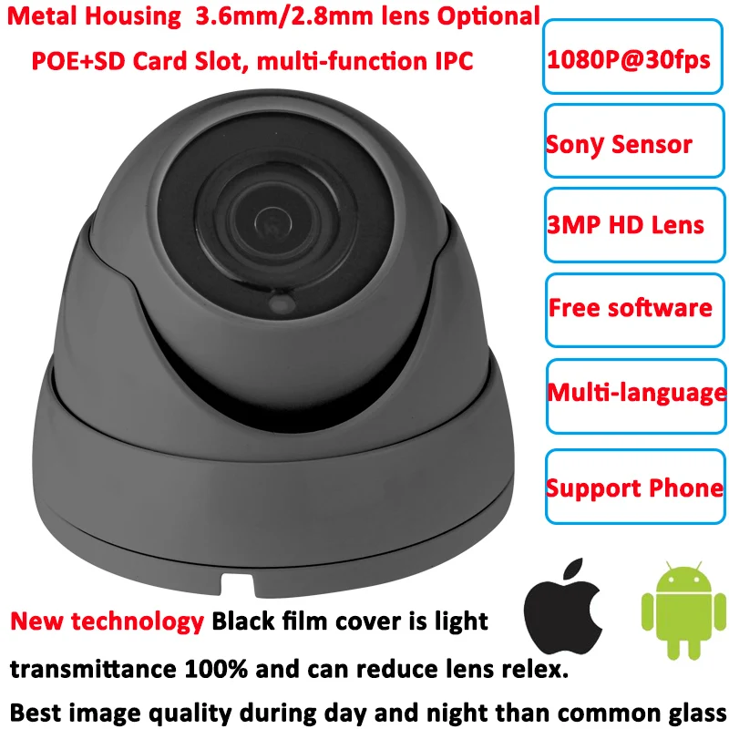 Lwstfocus 2mp 1080 P HD IP Камера Micro SD/TF Sony imx323 2.8/3.6 мм P2P в /Открытый ИК купольная сетевая CCTV