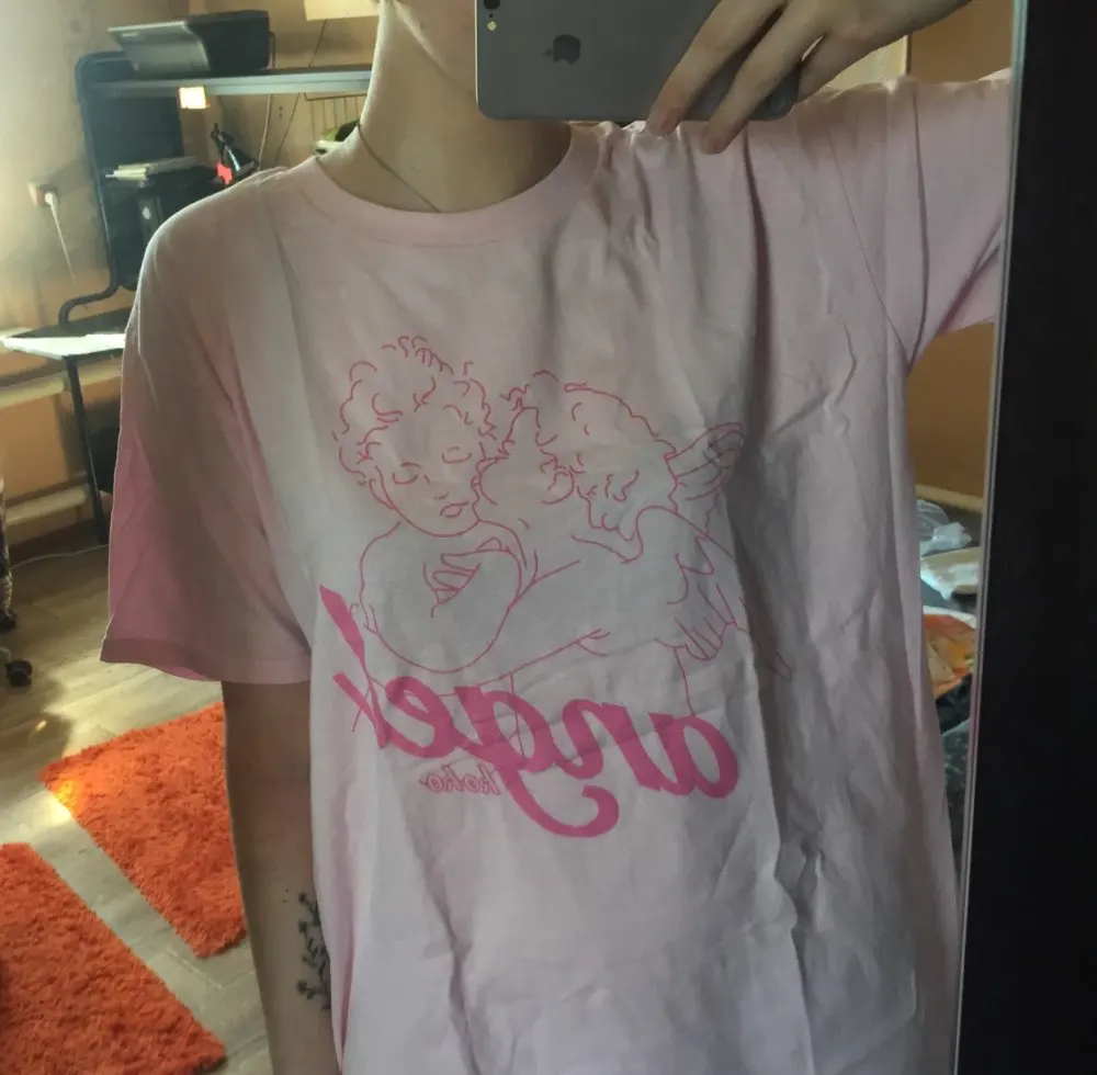 Модные женские футболки Kawaii Angel с принтом 2018 летняя свободная повседневная
