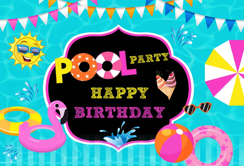 Mehofoto Pool Theme Party Photo Backdrop Photography Summer Cartoon Celebration Birthday Background Swimming Lifebuoy Water | Электроника