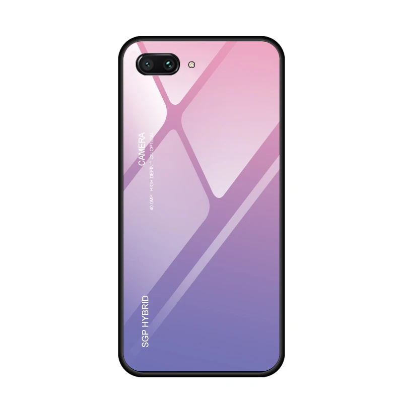 Pink Для huawei Honor 7A Pro чехол противоударный мягкий ТПУ Край задняя крышка градиент закаленное стекло на Honor 7C Pro 8X9 10 Lite светильник X8 - Цвет: Pink