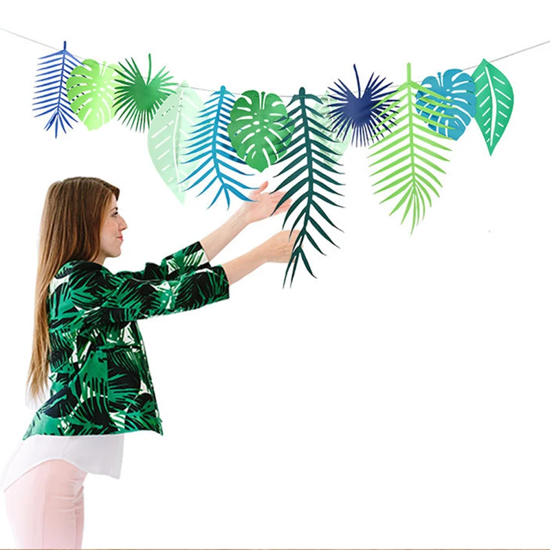 1 комплект гирлянда с зелеными листьями баннер С Днем Рождения флаг Гавайский луу
