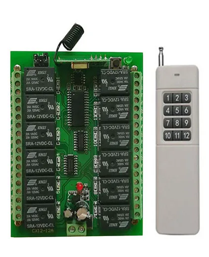 Фото 3000m AC/DC 12V 24V 10A 12 CH 12CH RF Беспроводной переключатель системы дистанционного 3000m AC/DC 12V 24V 10A 12 CH 12CH RF Беспроводной переключатель системы дистанционного