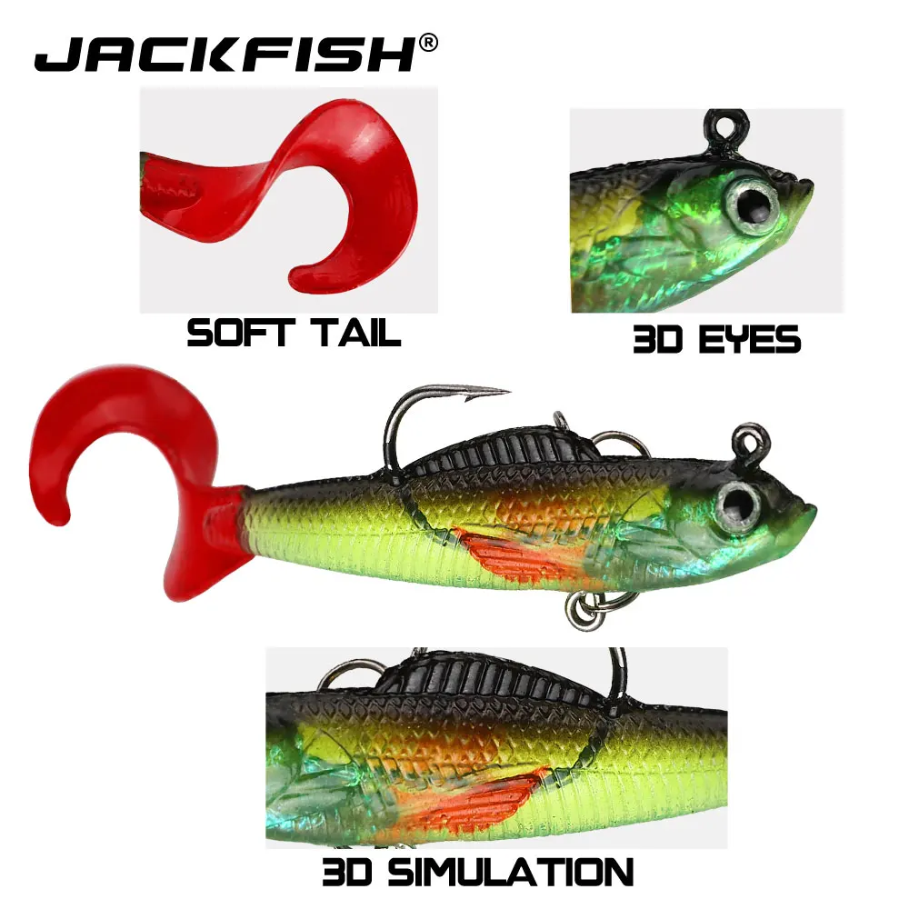 JACKFISH свинцовые рыболовные приманки с объемными глазами и хвостом мягкая