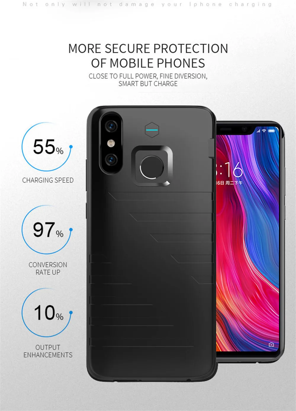 6800 мАч чехол для зарядного устройства для Xiaomi Mi 8 портативный зарядный внешний аккумулятор чехол для телефона чехол для Xiaomi Mi 8 чехол для зарядного устройства телефона
