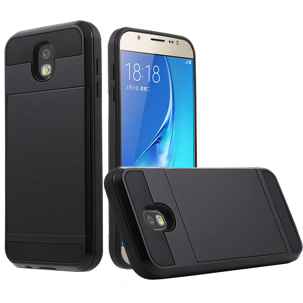 Для Galaxy J5 Pro визитница прочный Гибридный Двойной Слои бумажника слот Держатель