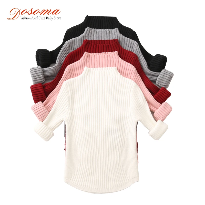 Dosoma/свитер для девочек сезон осень зима водолазка в полоску длинный рукав пояс