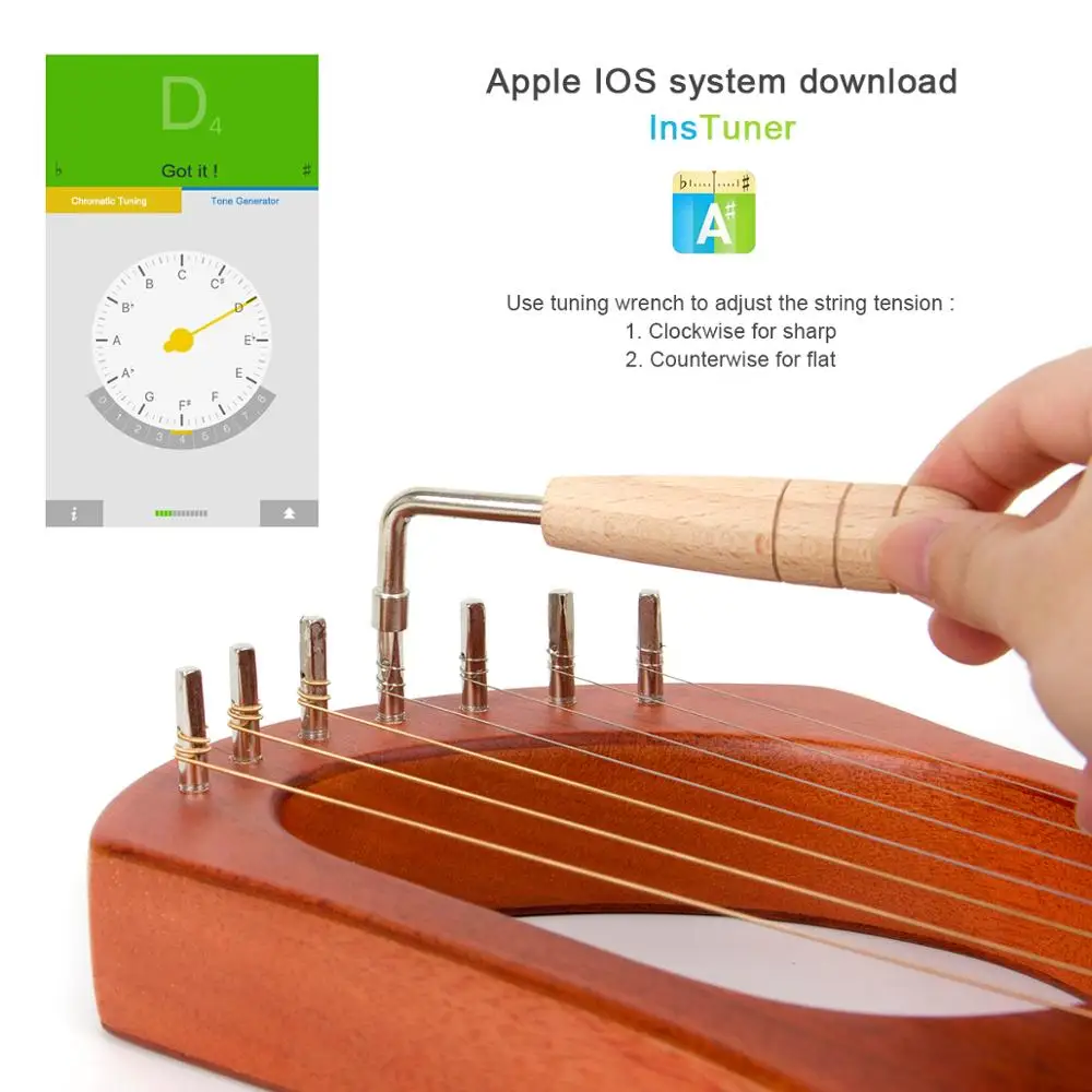 AKLOT Lyre harp 7 струн из красного дерева корпус костяная гайка с тюнинговым ключом и Gig Bag для начинающих