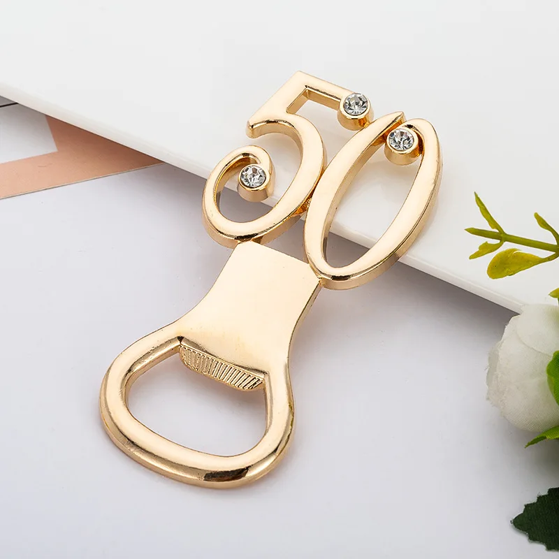 50th Bottle Opener Золотой открывалка для бутылок с цифрой 18, стразы, украшение на день рождения 18, подарок на день рождения, принадлежности для вечеринок, аксессуары, Q - Цвет: 50th Bottle Opener