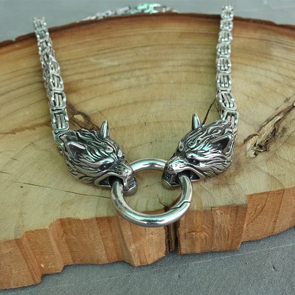 wolf head with ring Lanseis 1 шт. мужское крутое ожерелье из нержавеющей стали волчья голова цепочка викингов мужское ожерелье 6 мм x 50 см или 6 мм x 60 см - Окраска металла: wolf head with ring