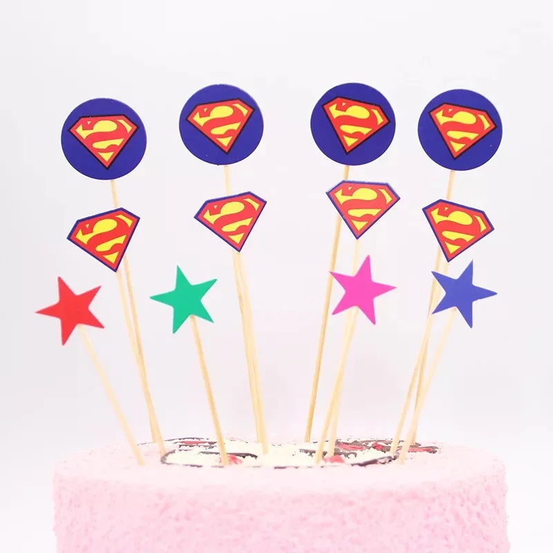 Superman stars 1 компл./лот Baby Shower вечерние украшения для мальчиков и девочек Дети сувениры с днем рождения Бэтмен для капкейка-с Микки Маусом и Минни Маус комплект Мышь торт Топпер - Цвет: Superman stars