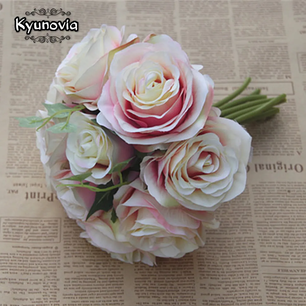 Kyunovia искусственный цветок buque свадебное украшение 10 штук Шелковая Роза Подружка