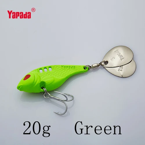 Green 20g YAPADA VIB 301 Tycoon 10 г/15 г/20 г/25 г тройной крючок+ вращающиеся блестки 41 мм/47 мм/52 мм/55 мм многоцветный Металл VIB рыболовные приманки - Цвет: Green 20g
