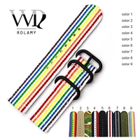rolamy 20 22 24mm watch band belt strap with pin buckle for rolex omega iwc perlon nylon replacement vintage wrist new style