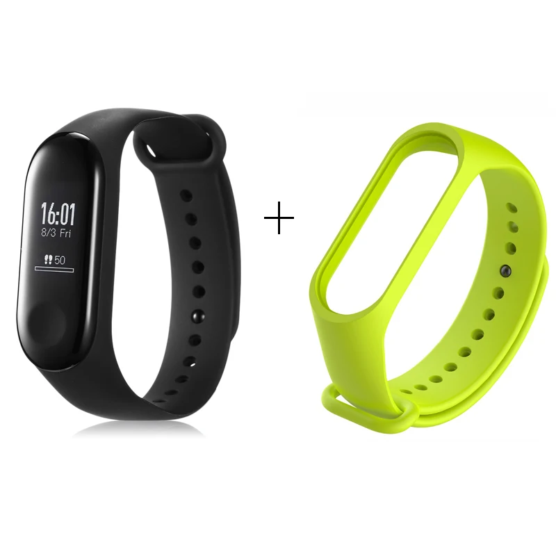 green Xiaomi mi группа 3 смарт-трекер Braceletd 5ATM водостойкий BT 4,1 пульсометр OLED сенсорный экран mi Band 3 Смарт-часы - Цвет: green