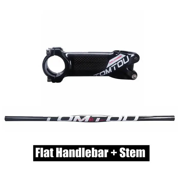 White Flat Set TOMTOU глянцевый 3K Углеродное волокно велосипед MTB комплекты для руля плоский стояк руля 31,8 мм для частей горного велосипеда-TS6T03 - Цвет: White Flat Set