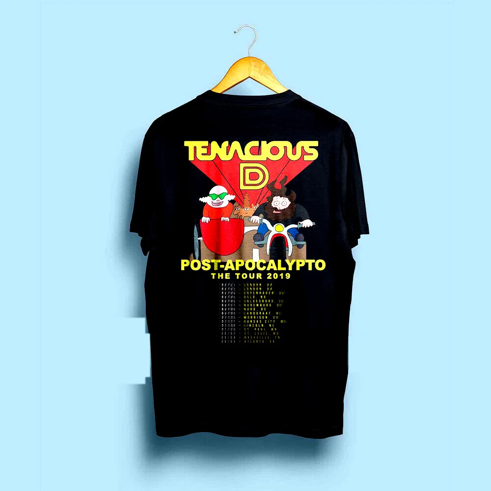 Tencious D Post-Apocalypto Tour, Мужская черная футболка с датами, размер S-3XL, мужская повседневная хлопковая футболка с коротким рукавом
