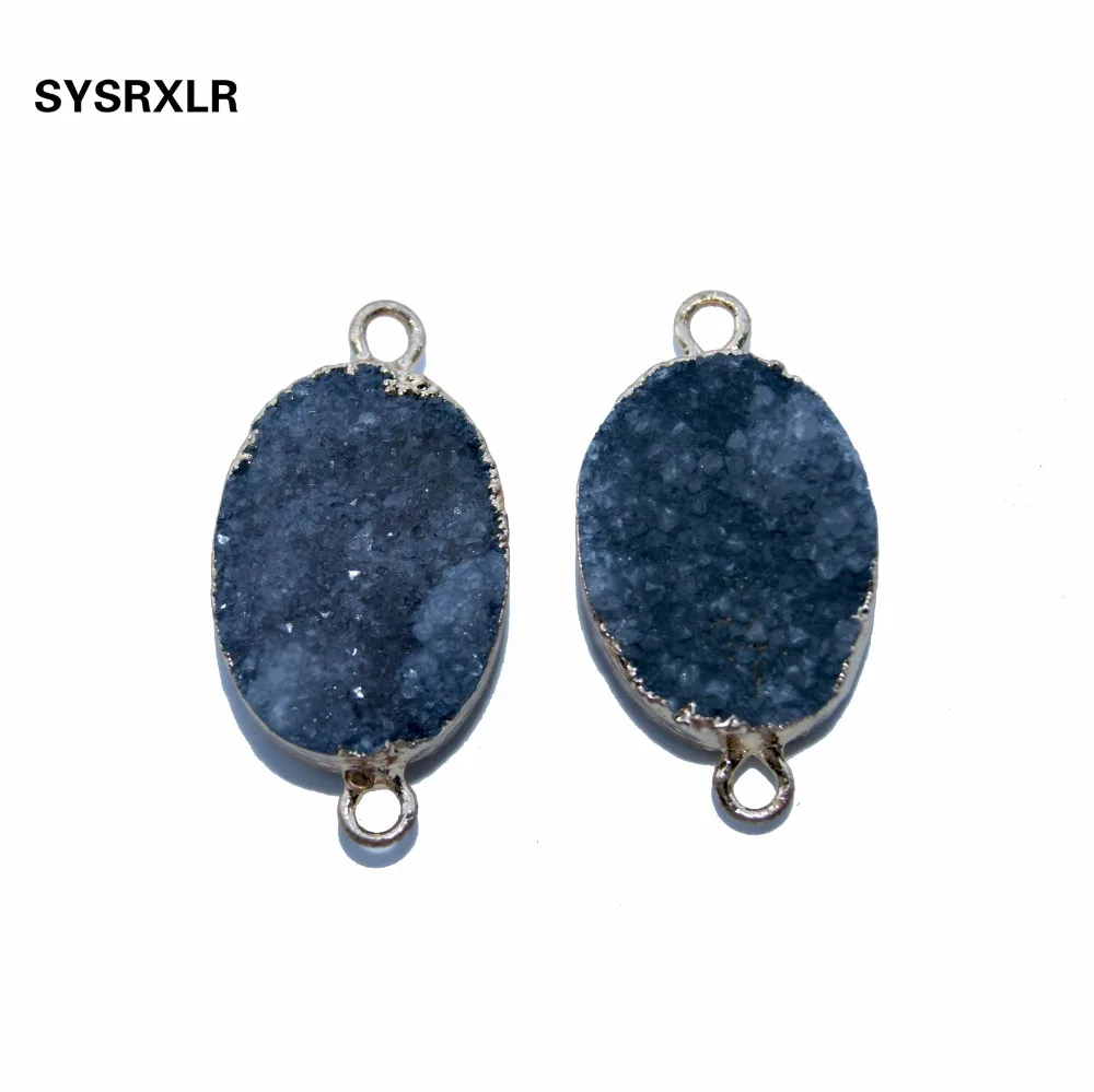 Оптовая продажа серое ожерелье из натурального хрусталя Druse эллиптическое с 2