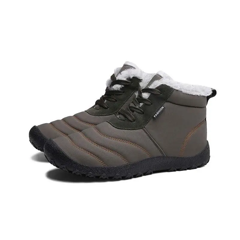 Army Green Новые выставочные мужские зимние ботинки теплые уличные водонепроницаемые непромокаемые зимние ботильоны очень теплая бархатная обувь с высоким берцем Мужская обувь 35-46 - Цвет: Army Green