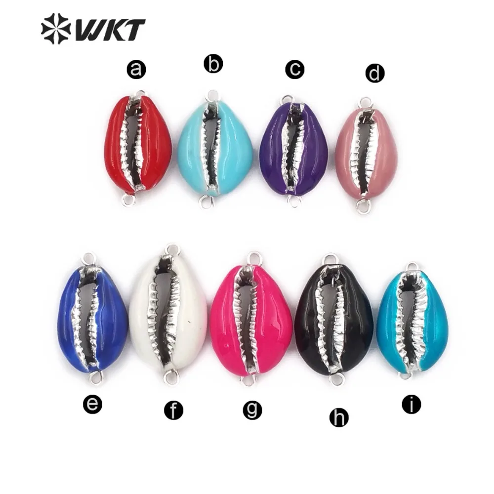 WT-JP128 по оптовой цене двойные обручи Cowrie коннектор Посеребренная Смола масло