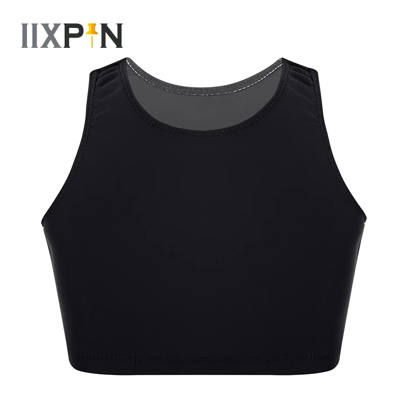 Детский укороченный топ IIXPIN для девочек танцевальные костюмы однотонные майки