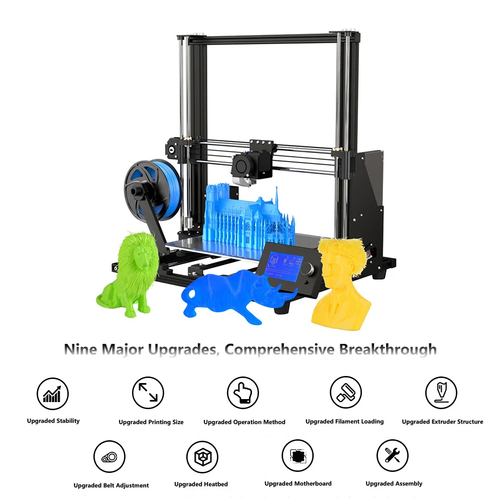 Anet A8 Plus 3d Принтер Комплект самостоятельной сборки 300*300*350 мм подвижная ЖК-панель управления защита от перегрузки по току материнская плата