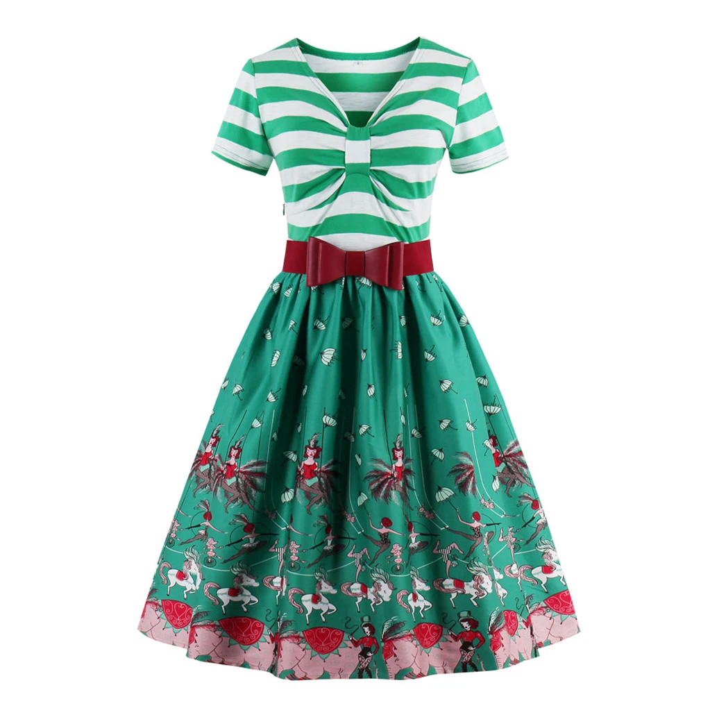 Женское винтажное платье в стиле Хепберн желтое с принтом туника 50 х годов