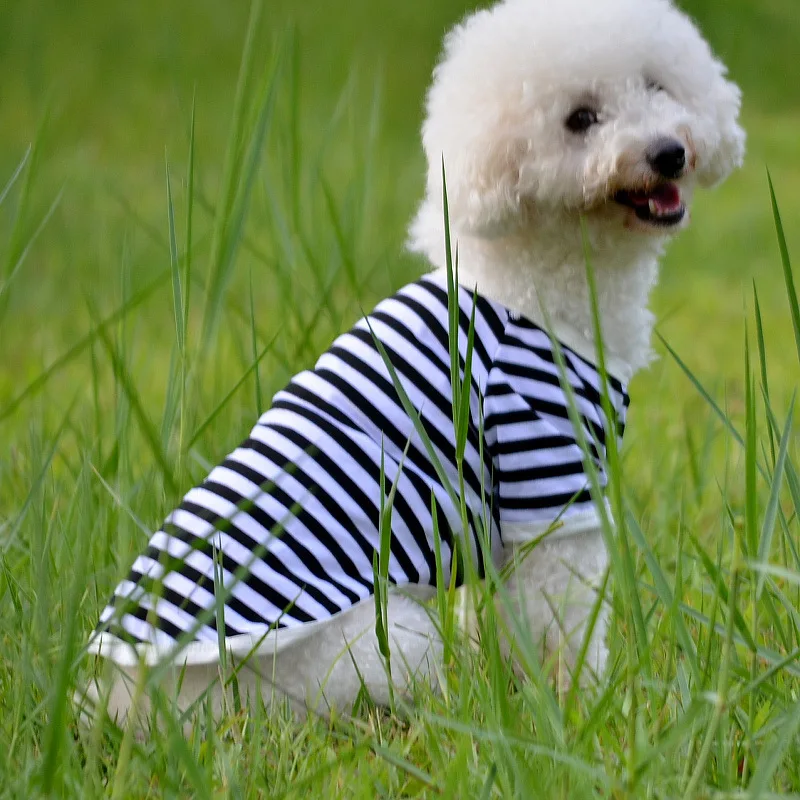 Новая летняя футболка для питомца щенка полосатая поло маленькой собаки кошки