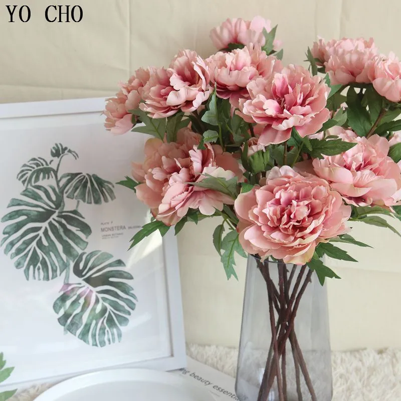 Цветы пиона YO CHO Осеннее украшение искусственные цветы для дома Свадебный декор