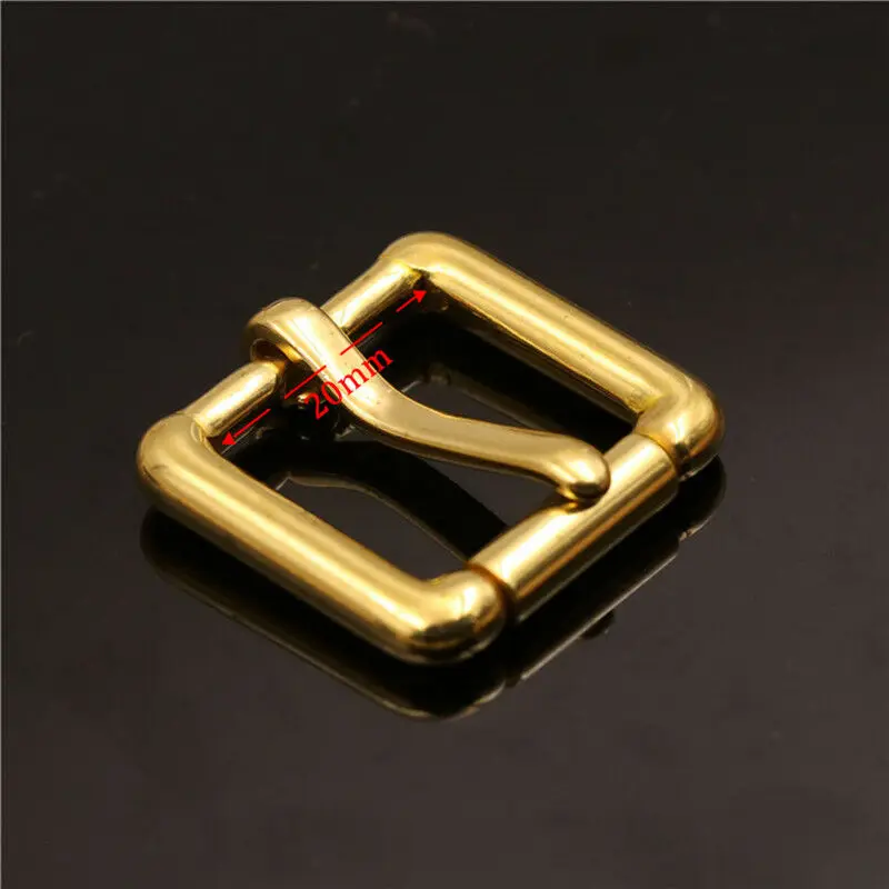 inner width 20mm Латунная металлическая пятка, пряжка, Концевая планка, роликовая пряжка, прямоугольная одинарная шпилька для кожаной сумки, ремень, 4 размера - Цвет: inner width 20mm