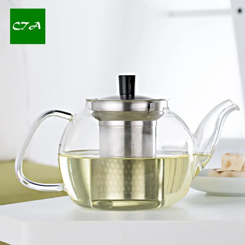 Классический термостойкий стеклянный чайник с заваркой из нержавеющей стали и