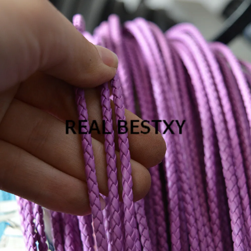 Настоящее BESTXY 5 м/лот 3 мм розовые круглые плетеные кожаные ремешки для