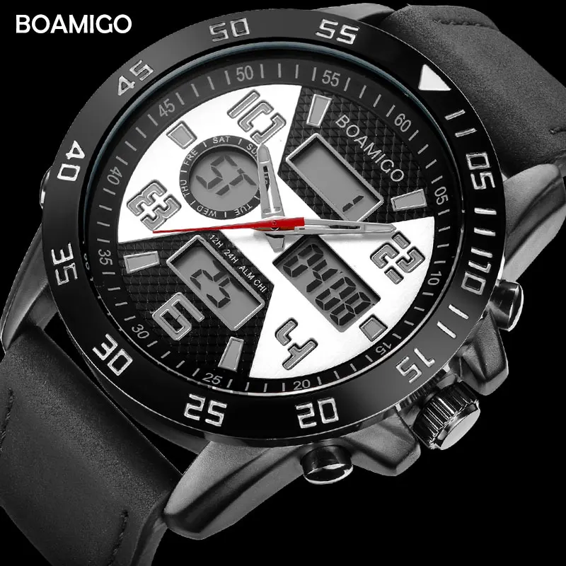 Men Sports Watches BOAMIGO Brand Watches For Men Fashion Quartz Wristwatches 30M Waterproof LED Digital Clock Relogio Masculino