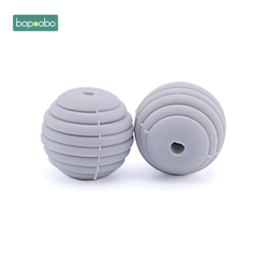 Light Gray Bopoobo силиконовые спиральные бусины 20 шт 15 мм Силиконовая Круглая DIY аксессуары для кормящих ювелирных изделий сотовые бусины BPA Бесплатный Детский Прорезыватель - Цвет: Light Gray