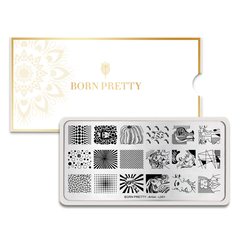 Пластины для стемпинга ногтей BORN PRETTY прямоугольные трафареты маникюра
