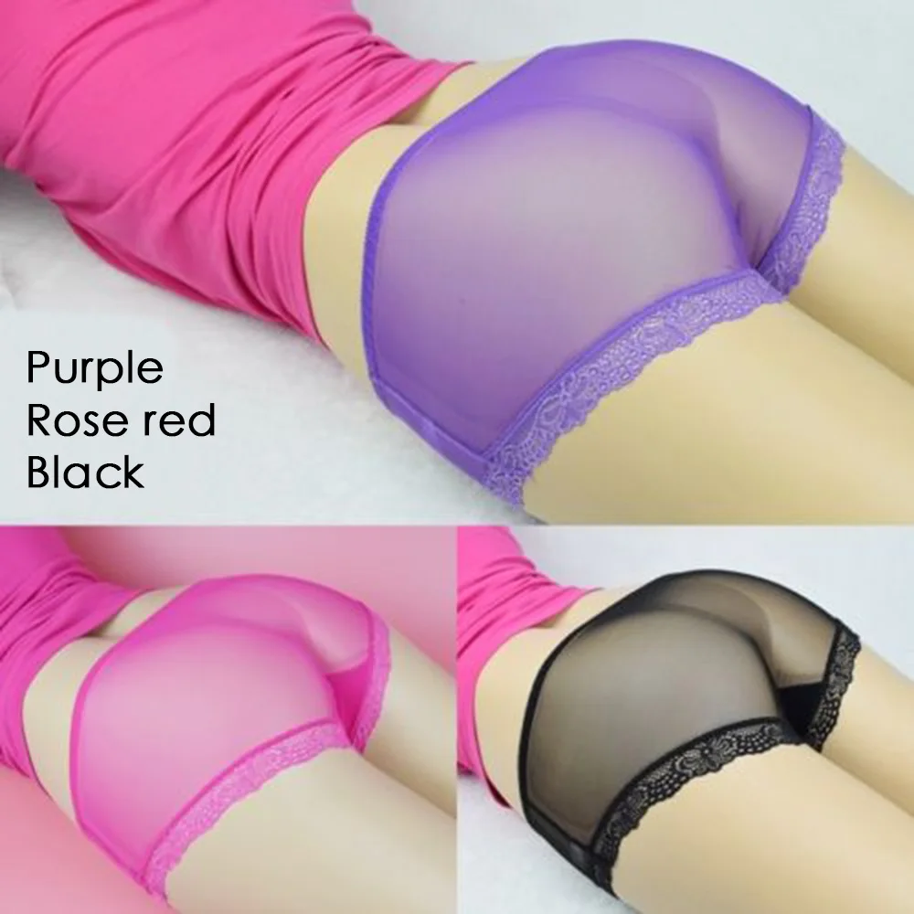 Black Rose Purple 3 шт., женские прозрачные трусы размера плюс, сексуальные прозрачные кружевные трусики со средней посадкой, сетчатые разноцветные трусы 204-664 - Цвет: Black Rose Purple