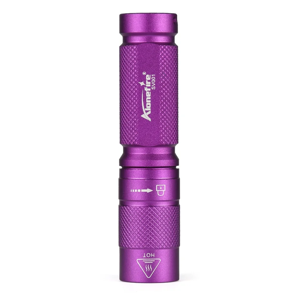 AloneFire SV001 365nm Светодиодный УФ-светильник, светильник-вспышка для путешествий, отелей, безопасности, Скорпион, денег, кошек, собак, домашних животных, мочи, фонарь детектор AA, сухой элемент