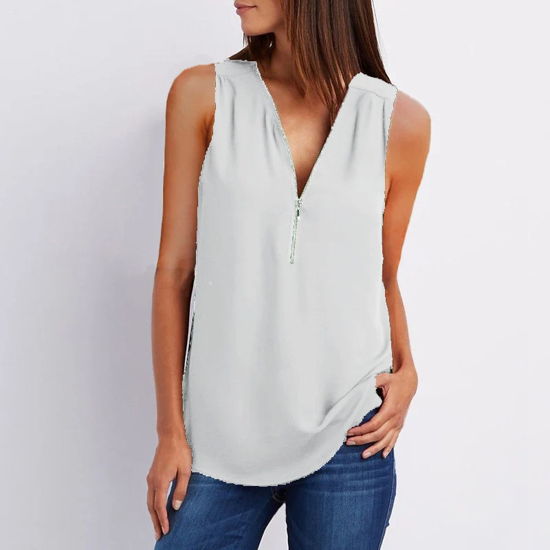 Плюс размер 5XL Blusa Feminina Летняя женская шифоновая блузка на молнии модная Дамская