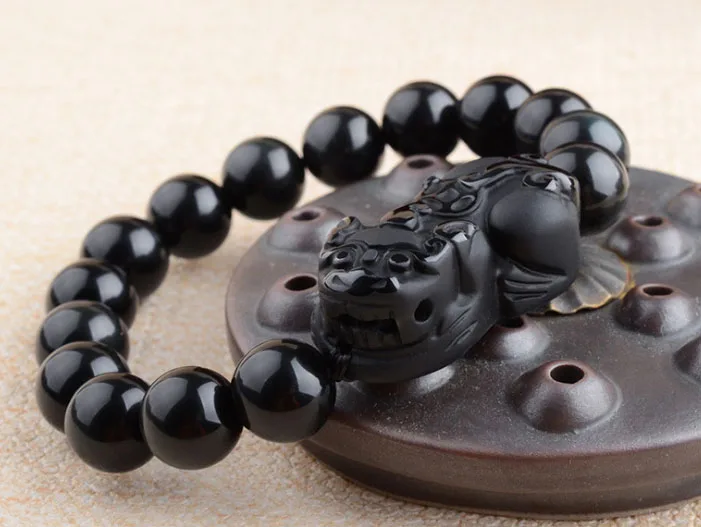 

Natural Obsidian Beads Bracelet Natural Lucky Pixiu Bracelets & Bangles Jewelry drop shipping