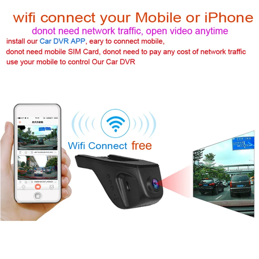 XCGaoon Wifi 170 градусов Автомобильный видеорегистратор видеокамера тире камера 1080P