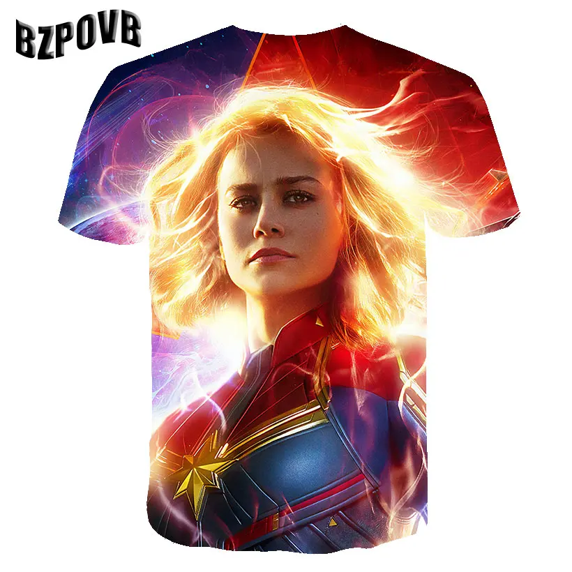 BZPOVB Marvel Comics 2019 Новый Мстители Альянс сюрприз капитан 3D принт круглый вырез