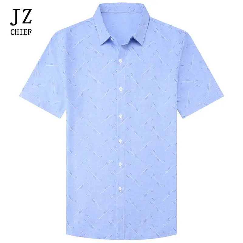 JZ Chief Mens рубашки Повседневное Slim Fit короткий рукав печати рубашка на заказ