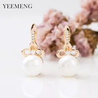 yeemeng zircon womens fashion jewelry imitation pearls little crown drop earring free shipping 8 colors wedding jewelry