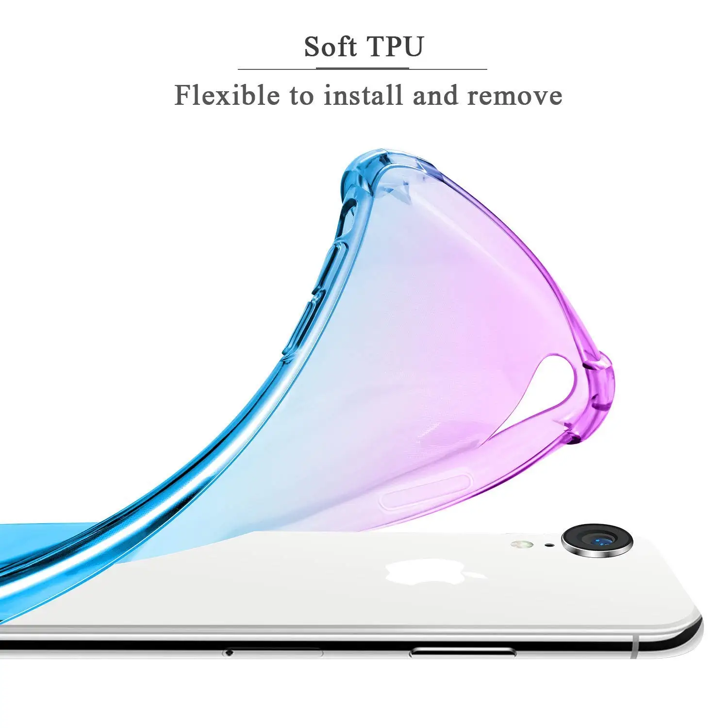Чехол WEFOR для iPhone XS X 8 прозрачный милый градиентный тонкий с защитой от царапин TPU