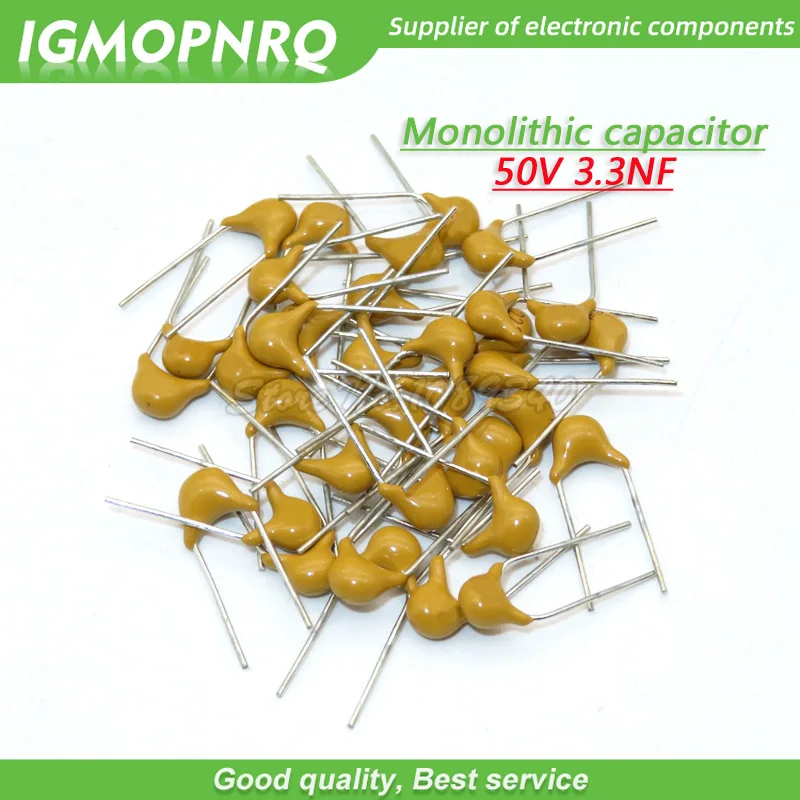 200 шт./лот 3.3NF 3300PF 10% 5 08 мм 332 с алюминиевой крышкой 50В 3300P керамический конденсатор