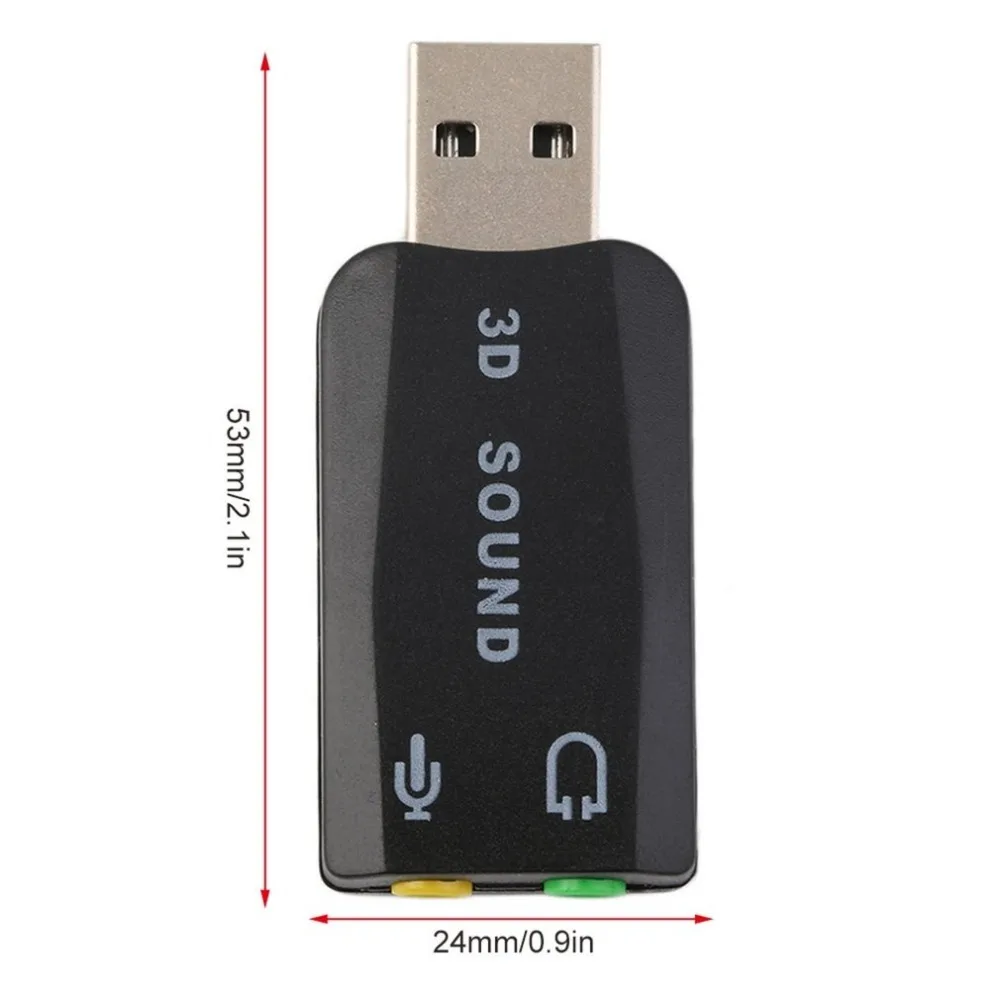 Черный Прочный легкий Plug& Play USB 2,0 3D Для Mic Динамик аудио гарнитуры адаптер Звуковая карта 5,1 Каналы для портативных ПК