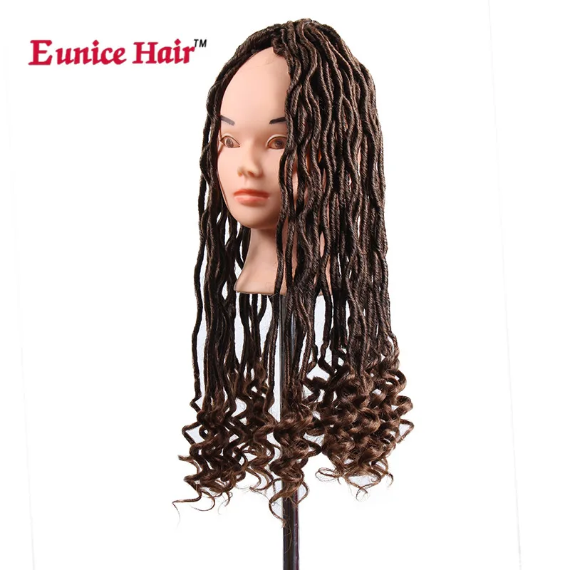 20 дюймов 22 корней/пакет Faux locs Curly конец бордового цвета на крючках косички волосы