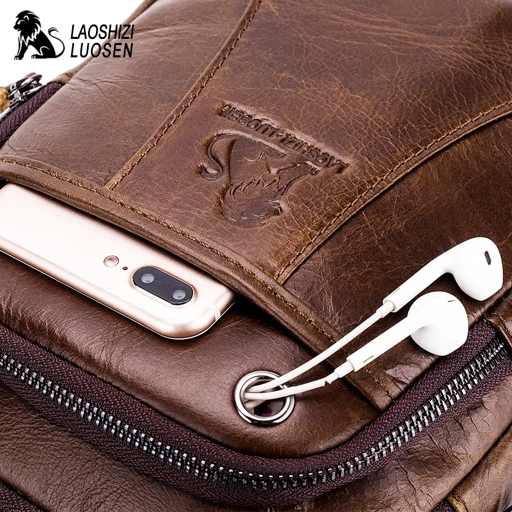 Винтаж пояса из натуральной кожи сумка для мужчин 2019 новый Лев печати Crossbody