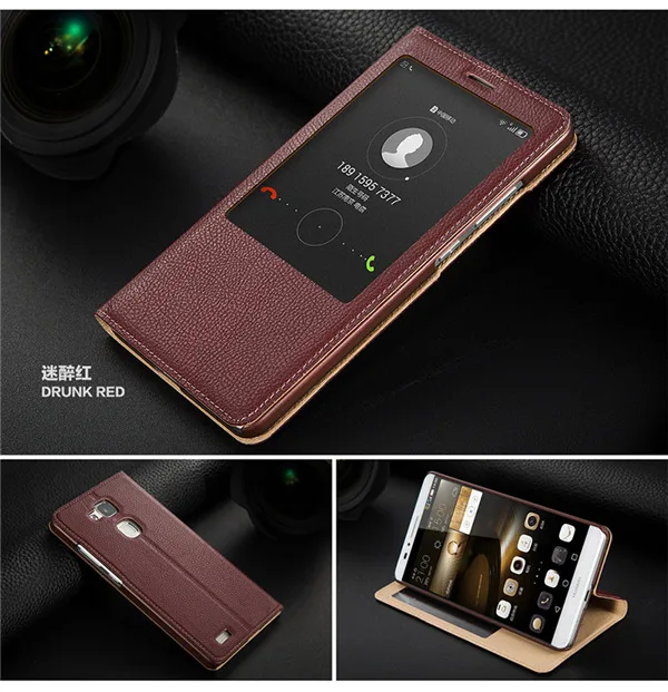 Новый для huawei чехол телефона Mate 8 кожаный с сна проснуться Функция из натуральной